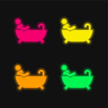 Dört renk parlayan neon vektör simgesi