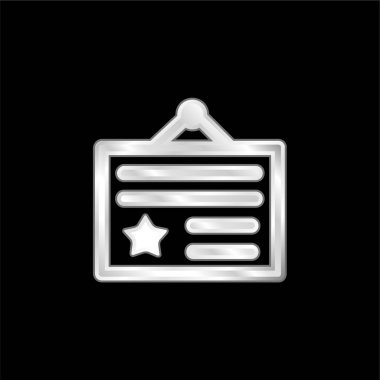 Award Certificate silver plated metallic icon