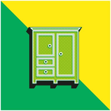 Bedroom Black Closed Closet For Clothes Green and yellow modern 3d vector icon logo