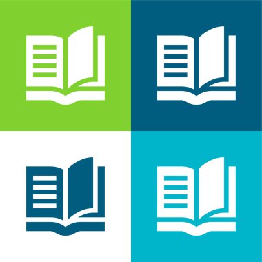 Kitap Düz 4 renk minimal simgesi seti