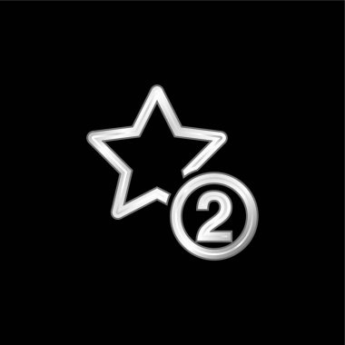 2 Stars Symbol silver plated metallic icon
