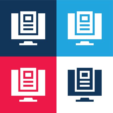 Article blue and red four color minimal icon set clipart