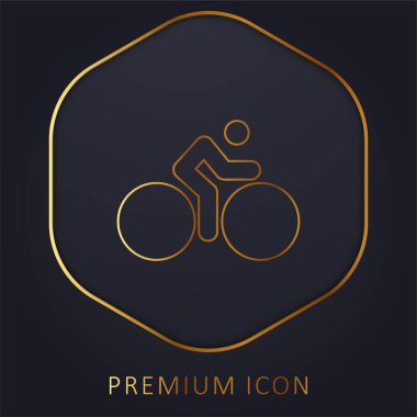 Bicycle With Big Wheels And Cyclist golden line premium logo or icon