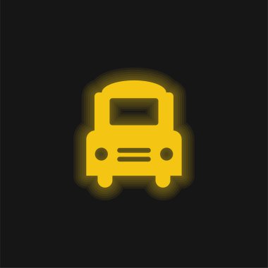 Big Bus Frontal yellow glowing neon icon clipart