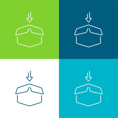 Box Open Container With Arrow Pointing In It Flat four color minimal icon set