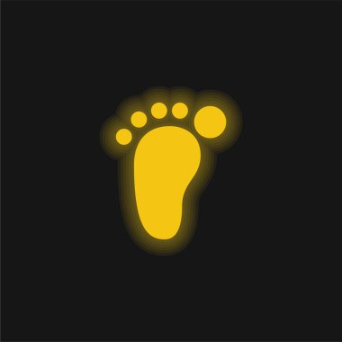 Barefoot yellow glowing neon icon clipart