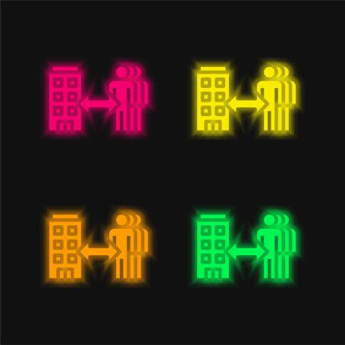 B2b four color glowing neon vector icon clipart