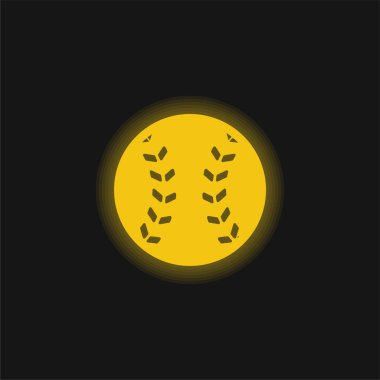 Beyzbol topu sarı parlak neon ikonu