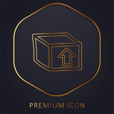 Box Package With An Up Arrow Hand Drawn Symbol golden line premium logo or icon