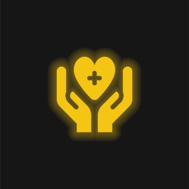 Kan bağışı sarı parlak neon simgesi