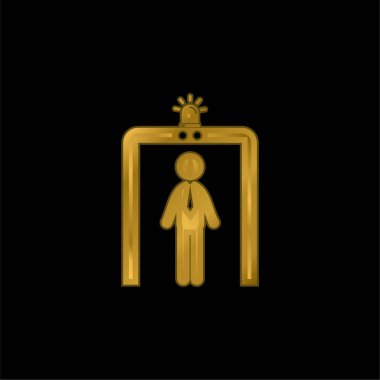 Airport Security Portal gold plated metalic icon or logo vector clipart