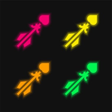 Arrow four color glowing neon vector icon clipart