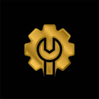 Altın kaplama metalik simge veya logo vektörünü yönet