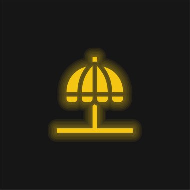 Plaj Şemsiyesi sarı parlak neon simgesi