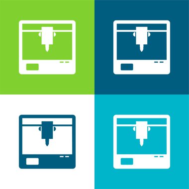 3d Yazıcı Sembol Düz Renk en az simge kümesi