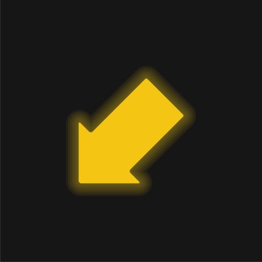 Arrow Pointing Down Left yellow glowing neon icon
