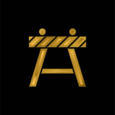 Barricade gold plated metalic icon or logo vector