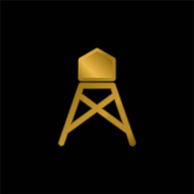 Big Water Tank gold plated metalic icon or logo vector