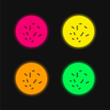 Bacterias View four color glowing neon vector icon