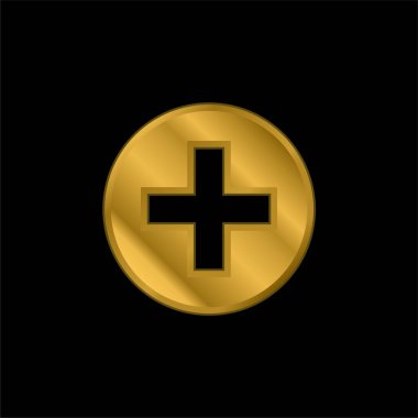 Add Interface Circular Symbol With Plus Sign gold plated metalic icon or logo vector