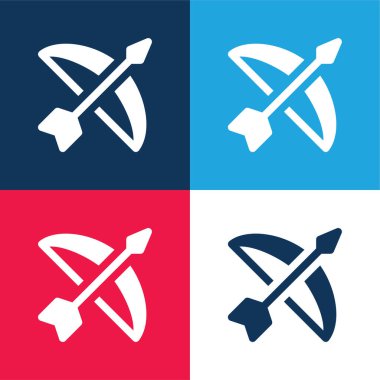 Baş mavi ve kırmızı dört renk minimal simge kümesi