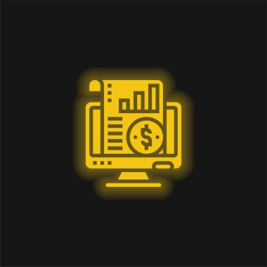 Muhasebe sarı parlak neon simgesi