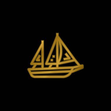 Tekne altın kaplamalı metalik simge veya logo vektörü