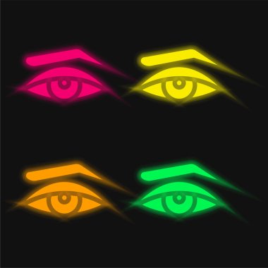 Görünüm dört renk parlayan neon vektör simgesi