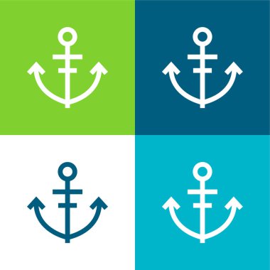 Anchor Flat four color minimal icon set clipart