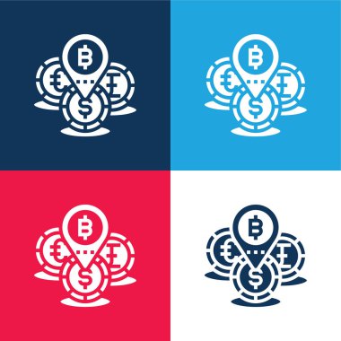 Addresses blue and red four color minimal icon set