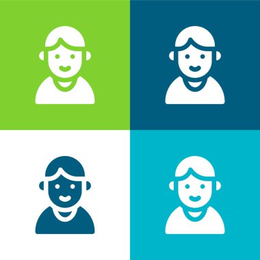 Oğlan Düz 4 renk en küçük simge seti