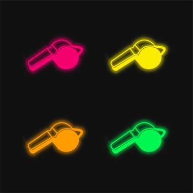 Black And White Whistle Variant four color glowing neon vector icon