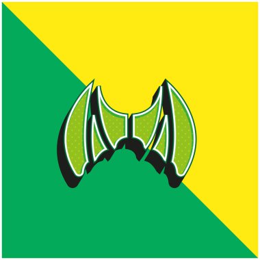 Bat Wings Green and yellow modern 3d vector icon logo