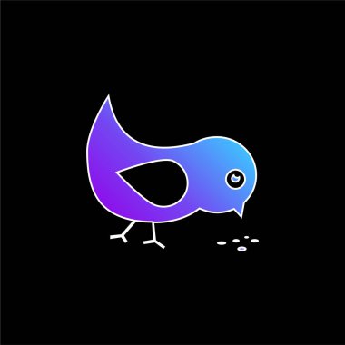 Bird Eating Seeds blue gradient vector icon