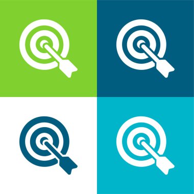 Arrow On Target Flat four color minimal icon set