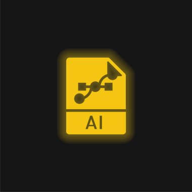 AI sarı parlak neon simgesi
