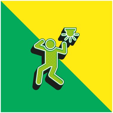 Alarm Yeşil ve Sarı Modern 3D vektör simgesi logosu