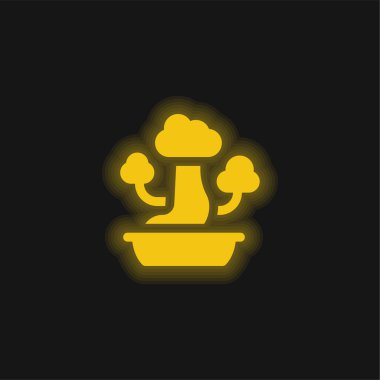 Bonsai sarı parlak neon ikonu