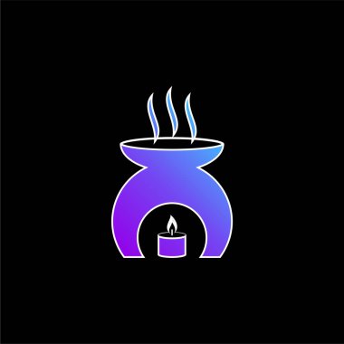 Aromatherapy Tool With A Burning Candle Heating Fragrance Oil blue gradient vector icon