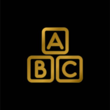 ABC Squares gold plated metalic icon or logo vector