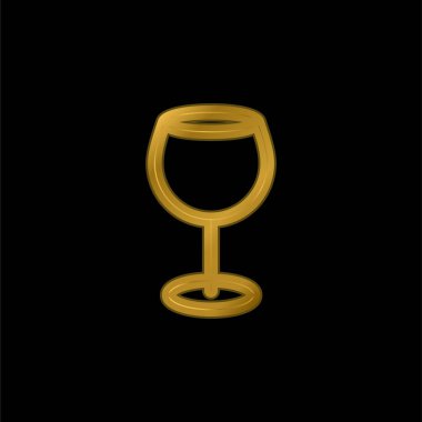 Big Wine Cup gold plated metalic icon or logo vector