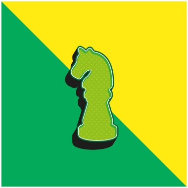 Black Horse Chess Piece Shape Green and yellow modern 3d vector icon logo