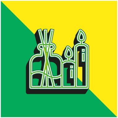 Aromaterapi Yeşil ve sarı modern 3D vektör simgesi logosu