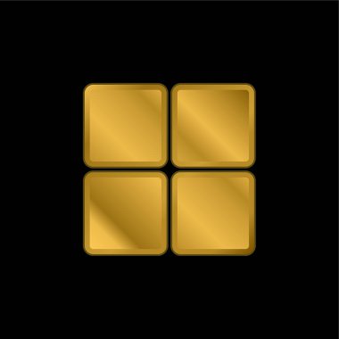 4 Rounded Squares gold plated metalic icon or logo vector
