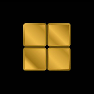 4 Rounded Squares gold plated metalic icon or logo vector clipart