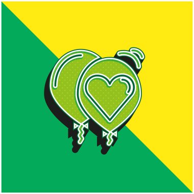 Balonlar Yeşil ve Sarı Modern 3D vektör simgesi logosu