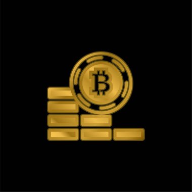 Bitcoin Coin Going Down gold plated metalic icon or logo vector vector