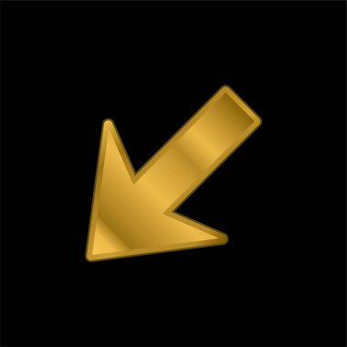 Arrow Down Left gold plated metalic icon or logo vector