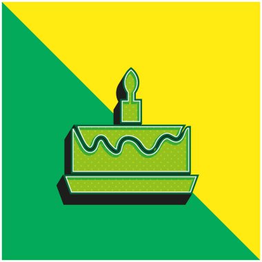 Doğum günü Keki Yeşil ve Sarı 3D vektör simgesi