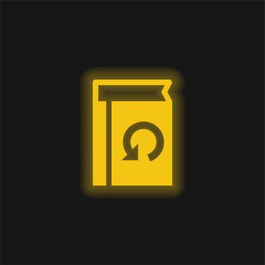 Book With Circular Arrow yellow glowing neon icon